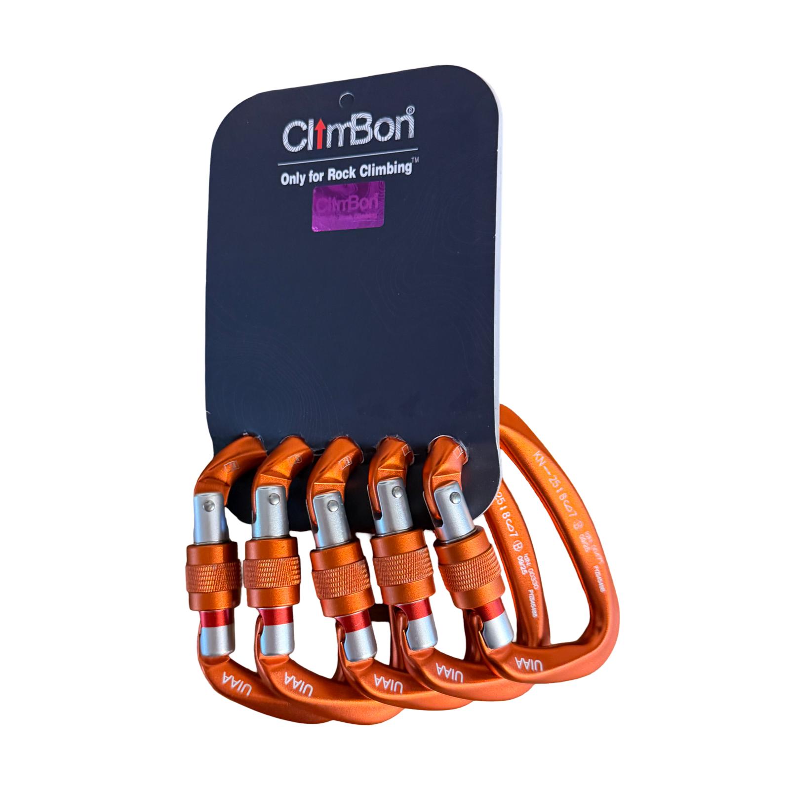 Lot de 5 mousquetons à vis orange ClimbBon pour Shibari
