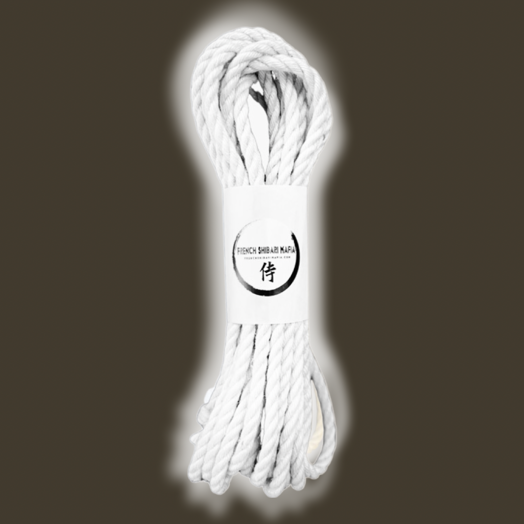 Corde Shibari - en jute 6mm x 8m et 10m - Blanche Fluo Luminescente