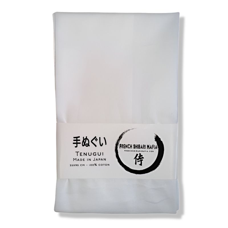 Tenugui japonais blanc en coton – accessoire traditionnel pour le Shibari