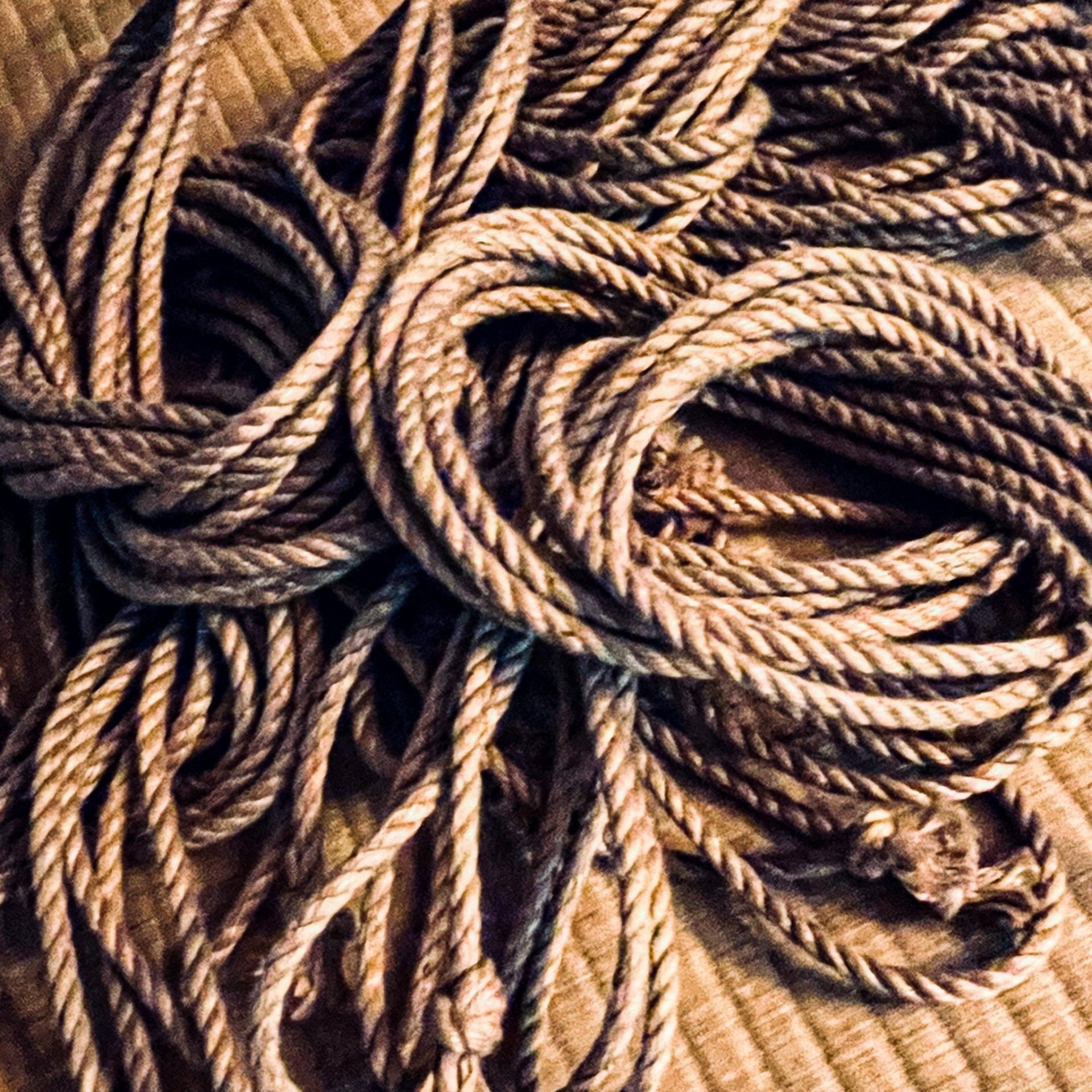 Cordes Shibari recyclées en jute naturel pour entraînement et pratique au sol