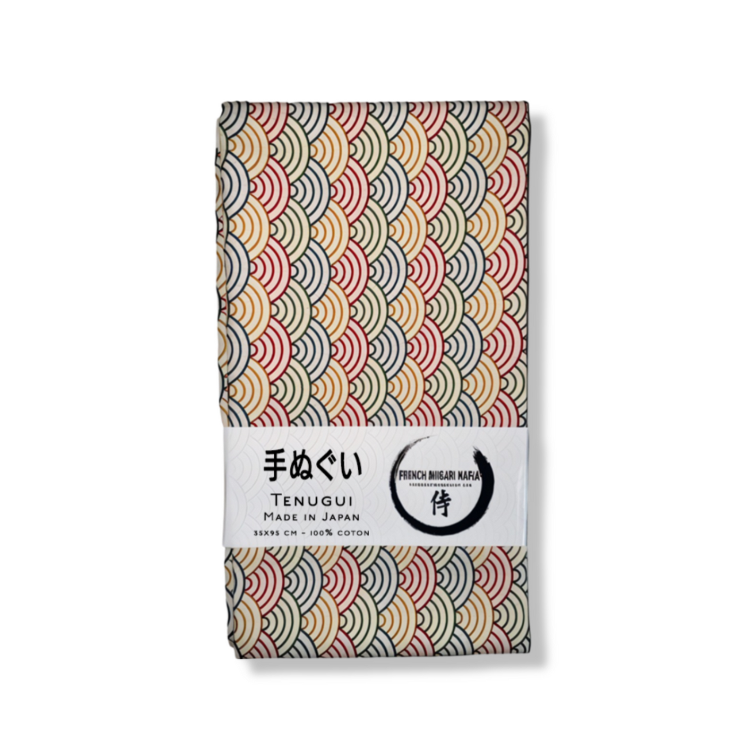 Détail du tissu Tenugui hokori niji (arc en ciel) – coton fin traditionnel japonais