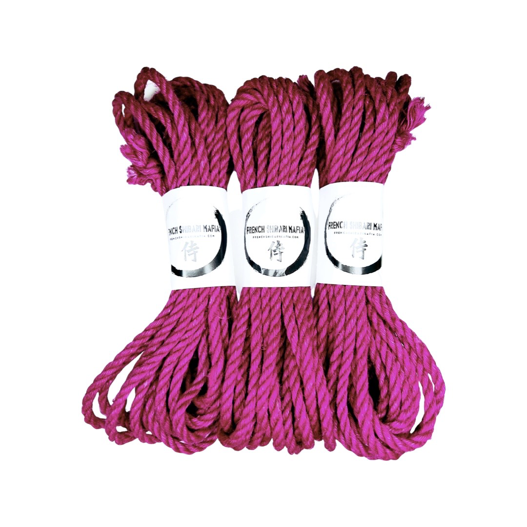 Pack de 3 cordes Shibari Rose Premium – French Shibari Mafia, sans JBO