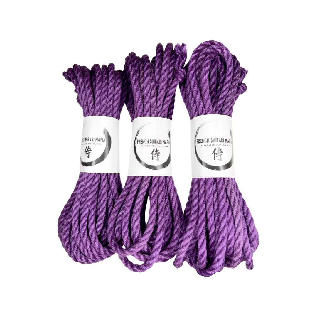 Pack de 3 cordes Shibari Violette Premium – French Shibari Mafia, sans JBO