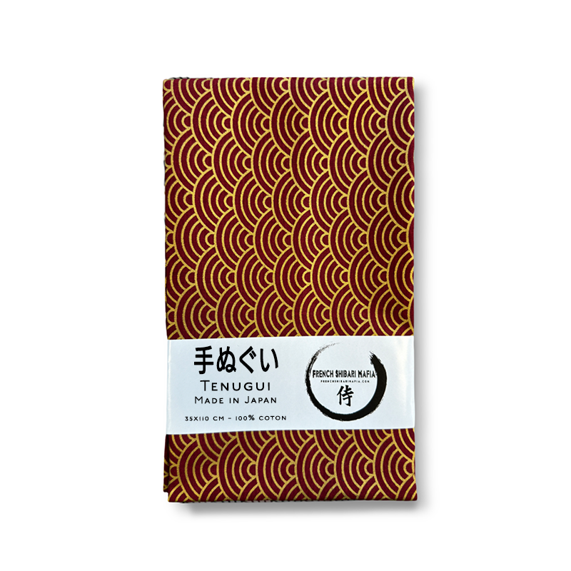Tenugui japonais Momofuku indigo en coton – accessoire traditionnel pour le Shibari