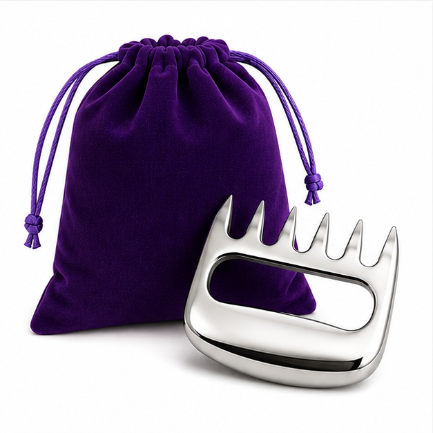 Griffe d'Ours en inox avec pochette en velours violet