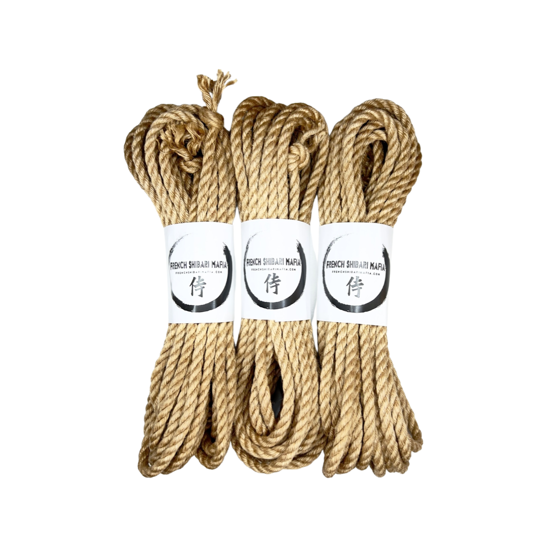 Pack de 3 cordes Shibari Gold Ecrue Premium – French Shibari Mafia, sans JBO