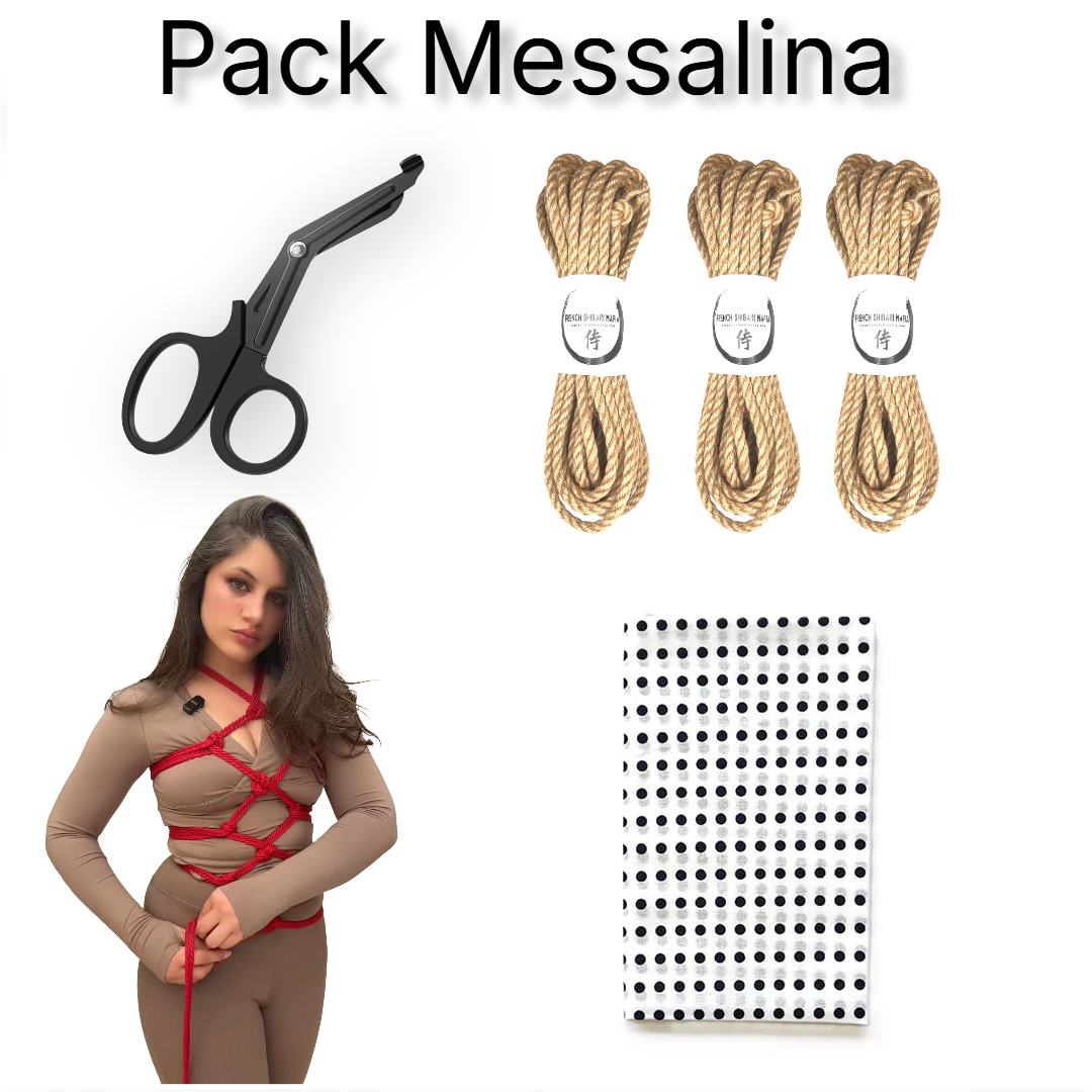 Pack Débutant Messalina avec 3 cordes Shibari Premium, ciseaux de sécurité et tenugui