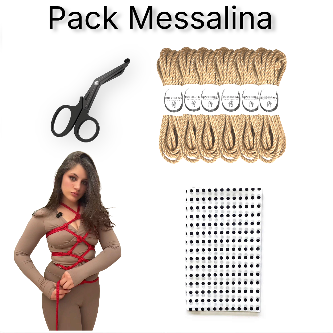 Pack Débutant Messalina avec 6 cordes Shibari Premium, ciseaux de sécurité et tenugui