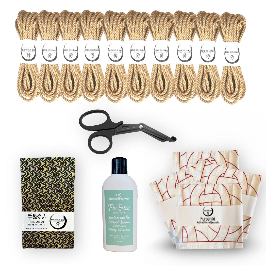 Pack Shibari Premium 10 cordes en jute avec accessoires