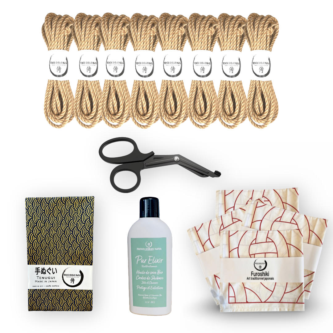 Pack Shibari Premium 8 cordes en jute avec accessoires