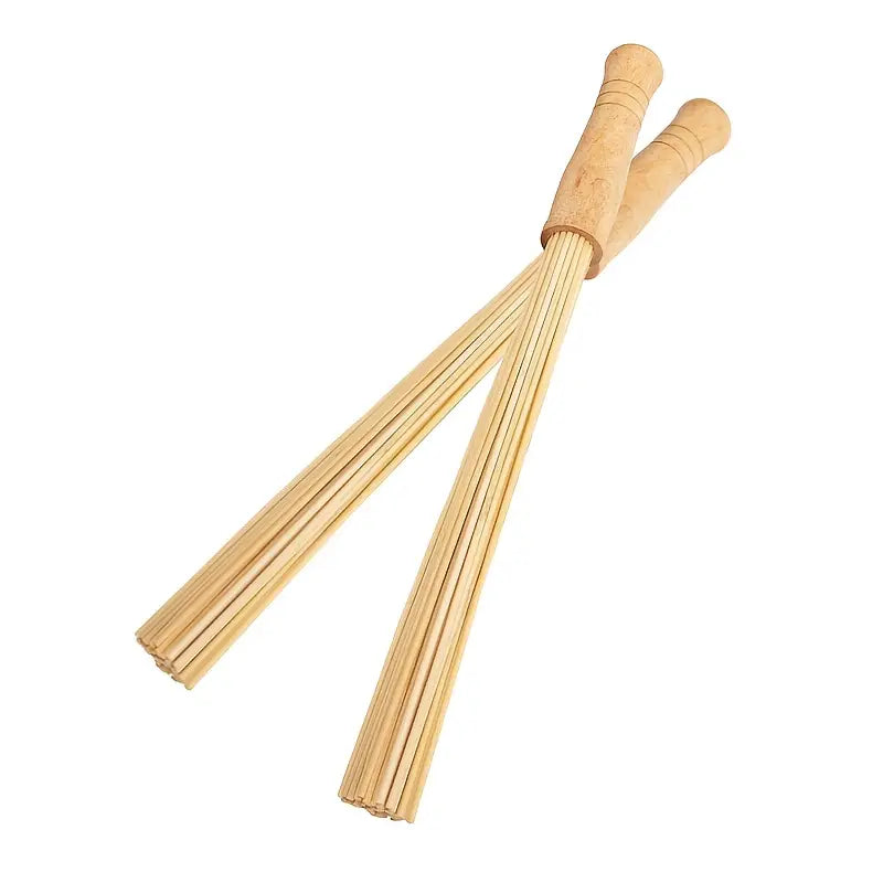 Deux sticks de massage en bambou souple avec faisceau de fines tiges